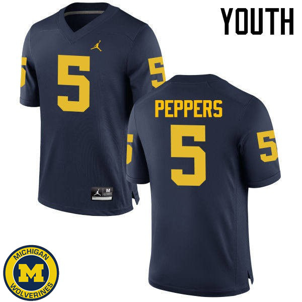 Youth Michigan Wolverines #5 Jabrill Peppers Navy Fashion Player Jersey